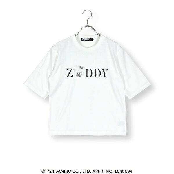 【 ニコ☆プチ 掲載 】【ハローキティ×ZIDDY】ラインストーンロゴTシャツ(130~160cm)／ジディ（ZIDDY）のサムネイル
