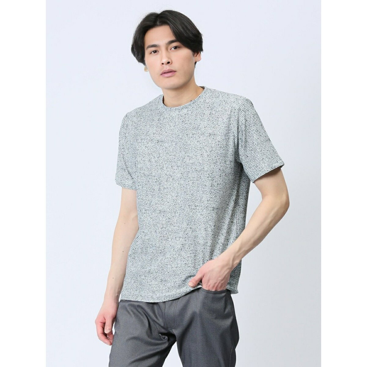 タカキュー メッシュ 転写プリント クルーネック半袖Tシャツ/タカキュー(TAKA-Q)