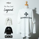 tシャツ メンズ 長袖 重ね着風 フェイクレイヤード パンク ロック ヴィジュアル系 おしゃれ/ジェネレス(geneless)
