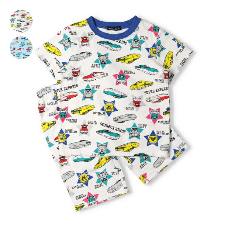 JR新幹線電車総柄半袖パジャマ／ムージョンジョン（moujonjon）