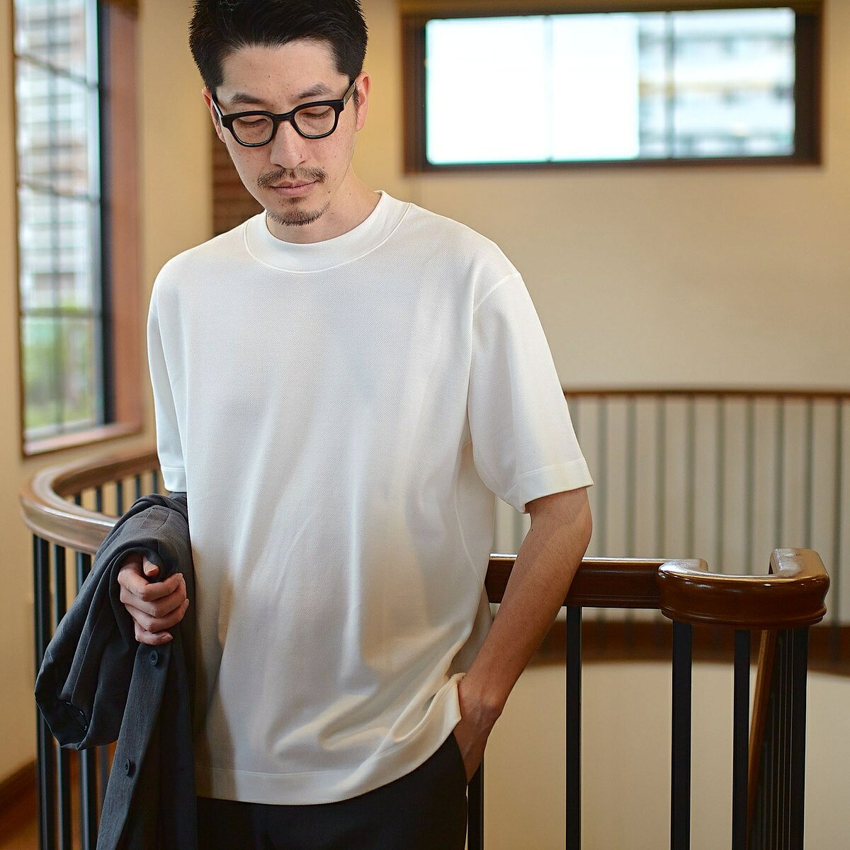 SHIPS: カノコ コンフォート ネック Tシャツ／シップ