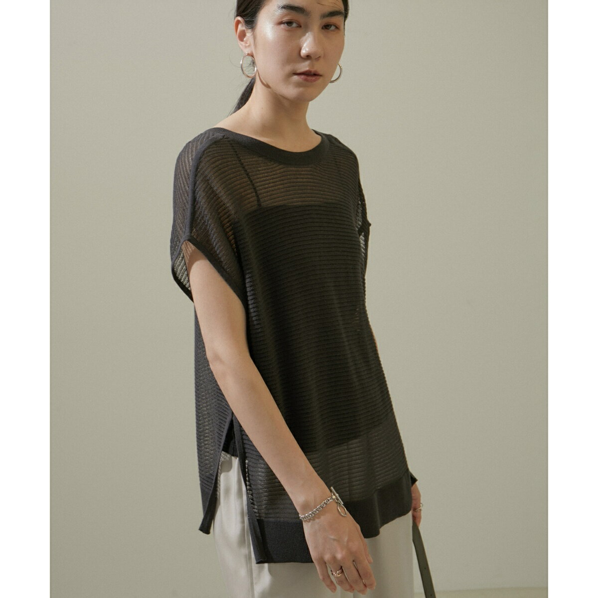 透かし編み2WAYメッシュプルオーバー【洗える】／サロン アダム エ ロペ（SALON adam et rope' ）