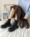 厚底ローファー レースアップ 美脚くつ/ミニミニストア(miniministore)