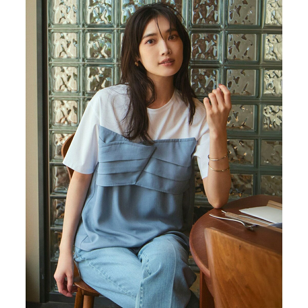 【WEB限定カラーあり/洗える】スムースデザイン コンビ カットソー／23区（23KU）