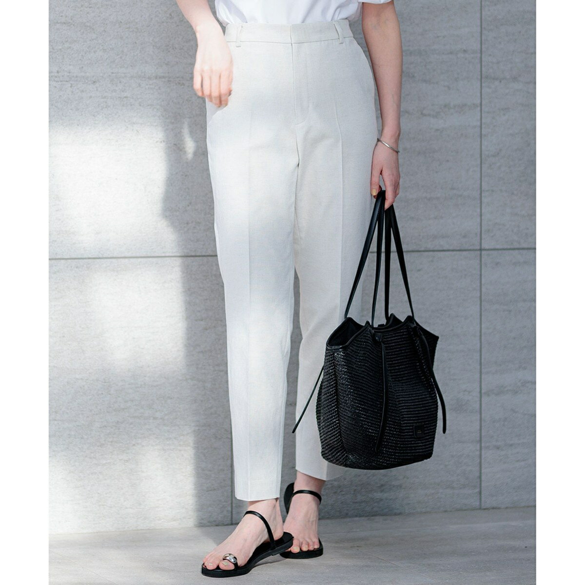 【セットアップ対応/洗える】コットンリネン オックスストレッチ テーパード パンツ／23区（23KU）(4)