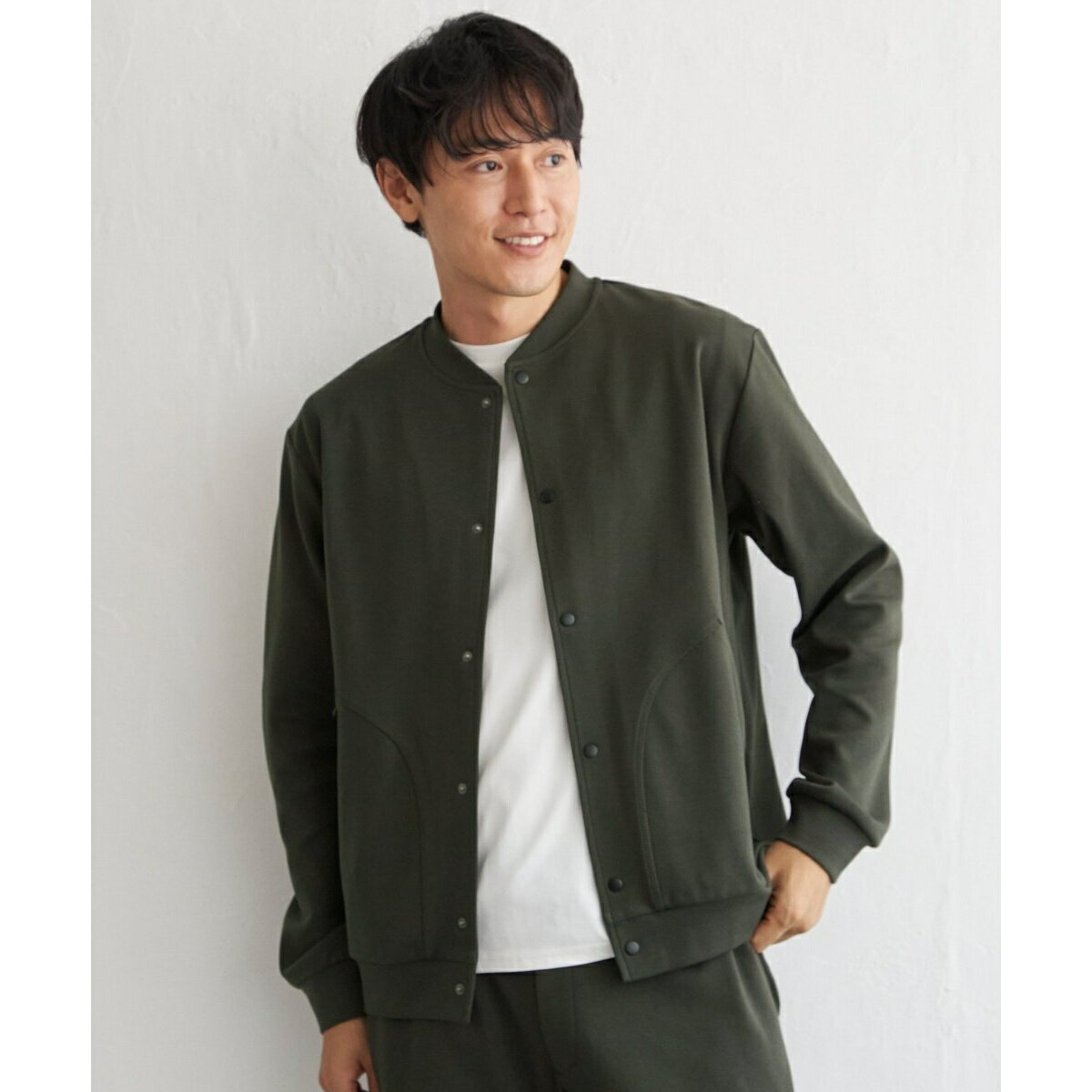 【セットアップ対応】テックストレッチボタンカーディガン／イッカ（ikka）