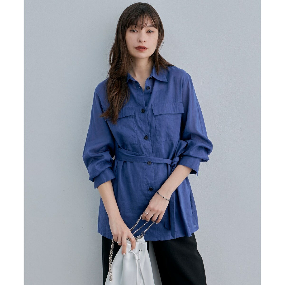 【洗える】ラミーコットンボイル シアーシャツ／ICB（ICB）のサムネイル