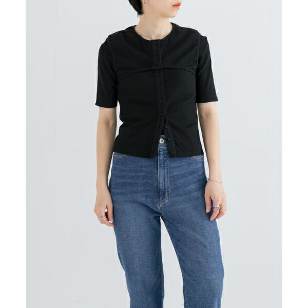 AMOMENTO@RIBBED BUTTON CARDIGAN TOP SET^A[oT[`iURBAN RESEARCHj