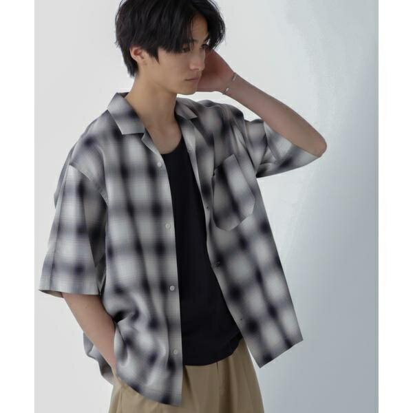 オンブレーチェックハーフスリーブシャツ／ナノユニバース（NANO universe）