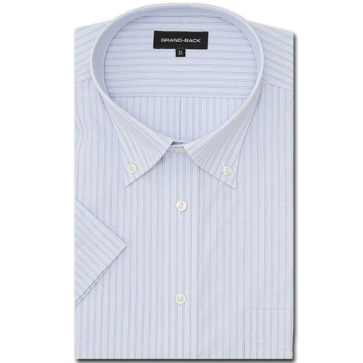 【大きいサイズ 形態安定 日本製生地】グランバック ボタンダウン ビジネスドレス半袖シャツ／グランバック（GRAND-BACK）