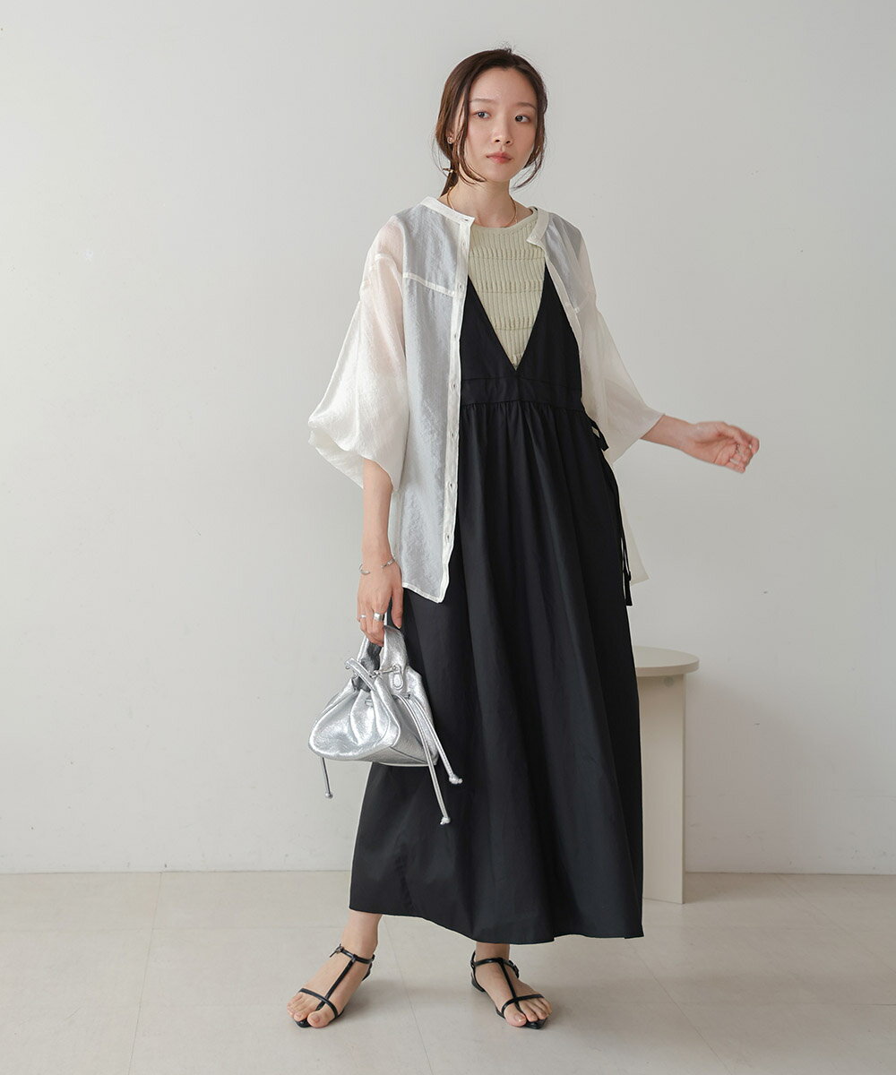 【高身長向けサイズ展開あり】サイドリボンジャンパーワンピース／バブ（Bab）