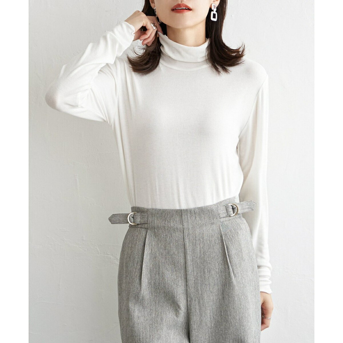 ハイネックテレコ長袖プルオーバー／イッカ（ikka）