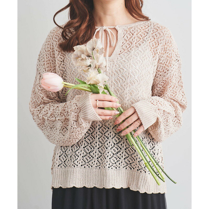 【mil (ミル)】透かし編みスプリングニット【低身長・小柄】／ミル（mil）のサムネイル