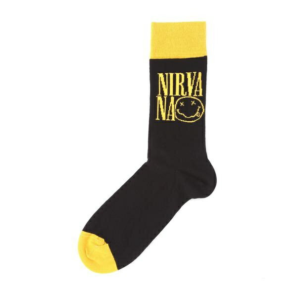 [型番：7814272201]NIRVANA／ニルヴァーナ LOGO STACKED SOCKS ソックスオフィシャルライセンシーソックス。アメリカを代表するロックバンド「NIRVANA」の象徴的なスマイリーフェイス柄のソックス。NIRVANA／ニルヴァーナワシントン州のアバディーンでリードシンガー／ギターのカート・コバーン、ベースのクリス・ノヴォセリック、そしてドラムのアーロン・バークハートによって1987年にバンドを結成。1980年後半のグランジシーンにて存在感を増しつつあったニルヴァーナは、1989年に独立レーベルであるサブ・ポップと契約を交わし、彼らの最初のアルバムである『ブリーチ』をリリースした。ニルヴァーナは、そのパンク的な美学を特徴とし、ポップなメロディーとノイズを融合させ、拒絶反応や社会的疎外感をテーマにしたことで、世界的な人気を獲得した。カート・コバーンは今でもファッションアイコンとして根強い人気で、幅広い層に影響を与えている。■カラー：ブラックF：長さ/25CM※(　)で表記されている数字はヌードサイズです。ヌードサイズとは衣服を身につけない身体のサイズです。お客様ご自身の身体サイズと比較してお選びください。 ■素材： （表生地）綿 85% ナイロン 13% ポリウレタン 2% ■お手入： 40℃通常 漂白× アイロン× ドライ× タンブル乾燥× 吊り干し ウェット通常&nbsp;&nbsp;&gt;&gt;商品のお取り扱い方法 ■原産国： トルコ製NIRVANA／ニルヴァーナ LOGO STACKED SOCKS ソックス／ビーバー（BEAVER）ブラック画面上と実物では、多少色具合が異なって見える場合がございます。