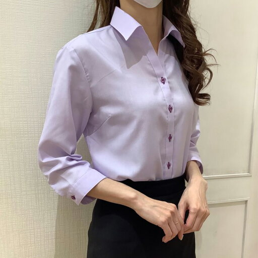 形態安定ノーアイロン スキッパー衿 七分袖レディースシャツ/ブリックハウス(BRICKHOUSE) 形態安定ノーアイロン スキッパー衿 七分袖レディースシャツ/ブリックハウス(BRICKHOUSE)