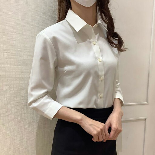 形態安定ノーアイロン レギュラー衿 七分袖レディースシャツ/ブリックハウス(BRICKHOUSE) 形態安定ノーアイロン レギュラー衿 七分袖レディースシャツ/ブリックハウス(BRICKHOUSE)
