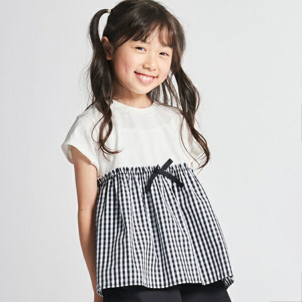 ギンガムチェック・バンダナ柄プリント 切替え半袖Tシャツ／コムサイズム（COMME CA ISM）のサムネイル