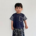 デニム調ジャージー ポケット付きTシャツ(ベビーサイズ)/コムサイズム(COMME CA ISM)