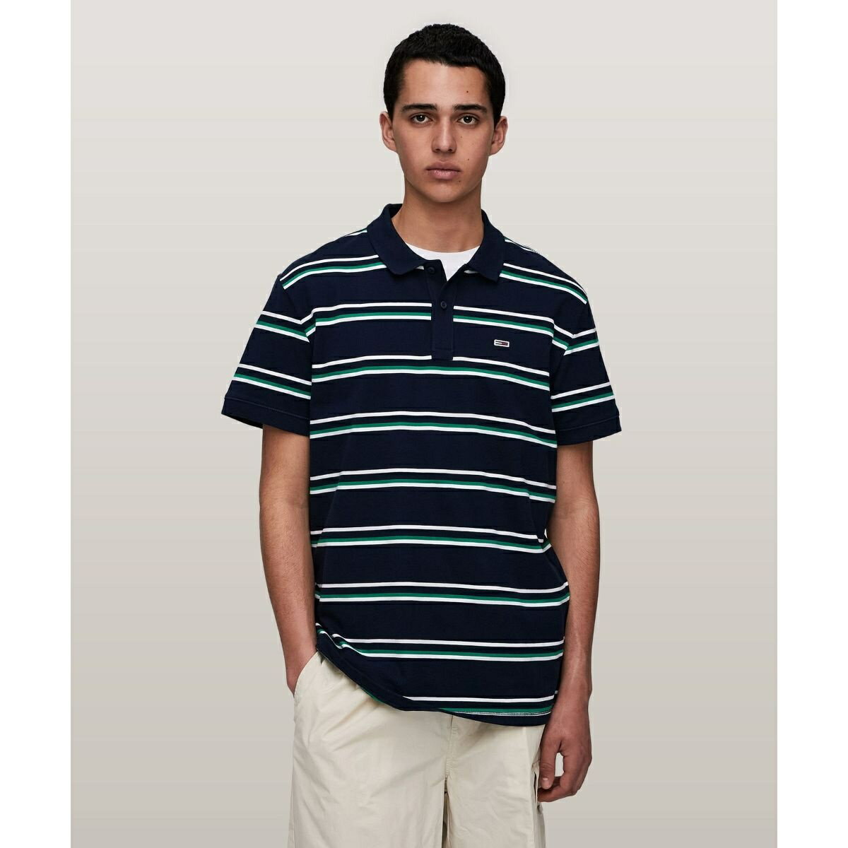 ボーダーレギュラーポロシャツ／トミー ジーンズ（TOMMY JEANS）