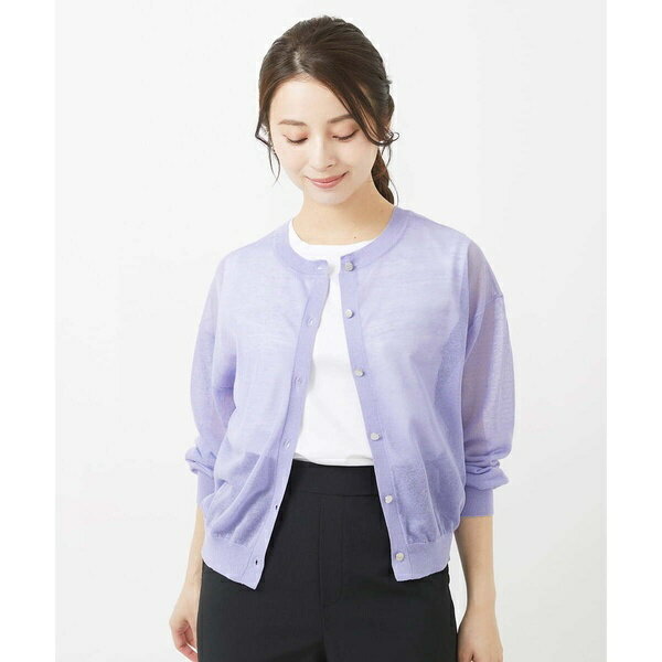 【小さいサイズ】シアーニットカーディガン/前後2way/洗える／MK ミッシェルクラン（MK MICHEL KLEIN ）