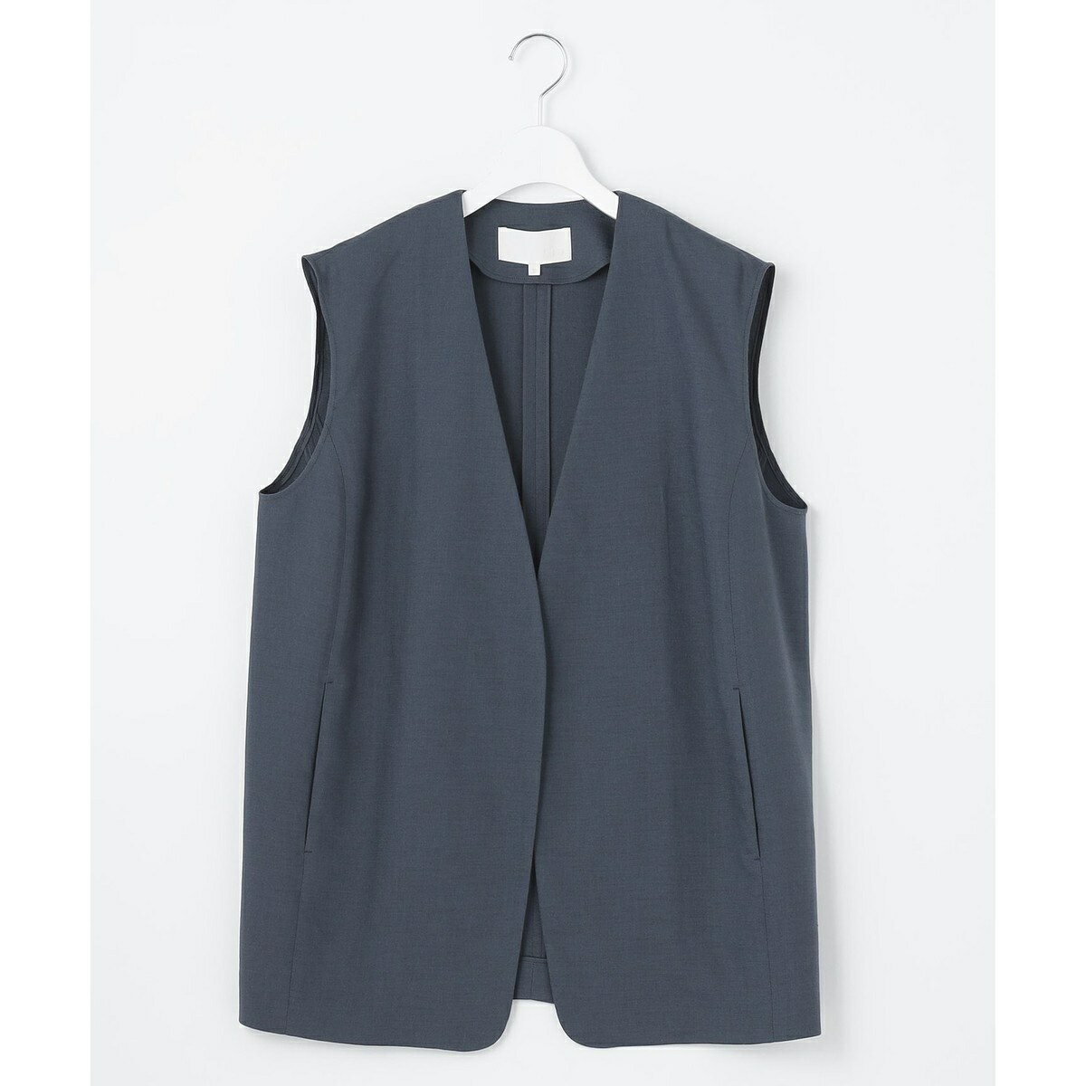 【カタログ掲載・接触冷感・UVカット・洗える】リネンミックスツィル ジレ／自由区（JIYU-KU）