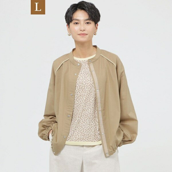 【L】【接触冷感】【UV対策】【ウォッシャブル】シアーブレンドシャツブルゾン／エヴェックス バイ ク