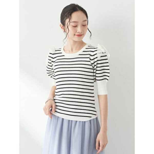 肩リボンニットプルオーバー／アースミュージック＆エコロジー（earth music＆ecology）