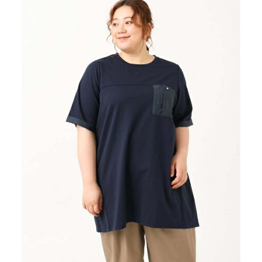 【大きいサイズ】胸ポケット付きTシャツチュニック/エウルキューブ(eur3) 【大きいサイズ】胸ポケット付きTシャツチュニック/エウルキューブ(eur3)