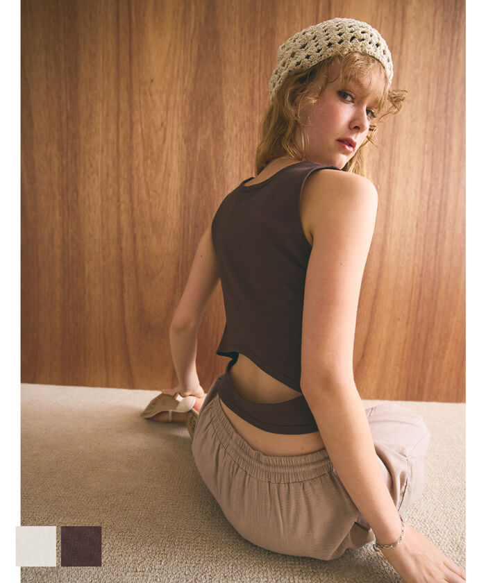 タンクトップ ニット バックオープン 全2色／コカ（coca）のサムネイル