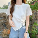 アシンメトリー半袖絞りTシャツ/メゾンドラティール(maison de LATIR)
