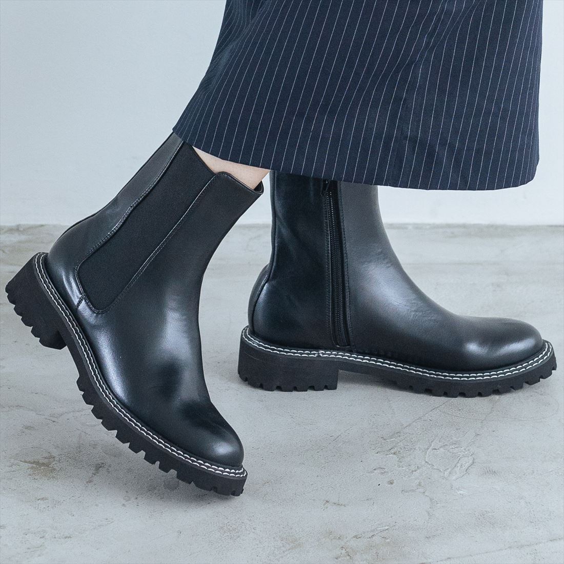 【24秋冬新作】 軽量ホワイトステッチサイドゴアブーツ IX5484／EVOL（EVOL）