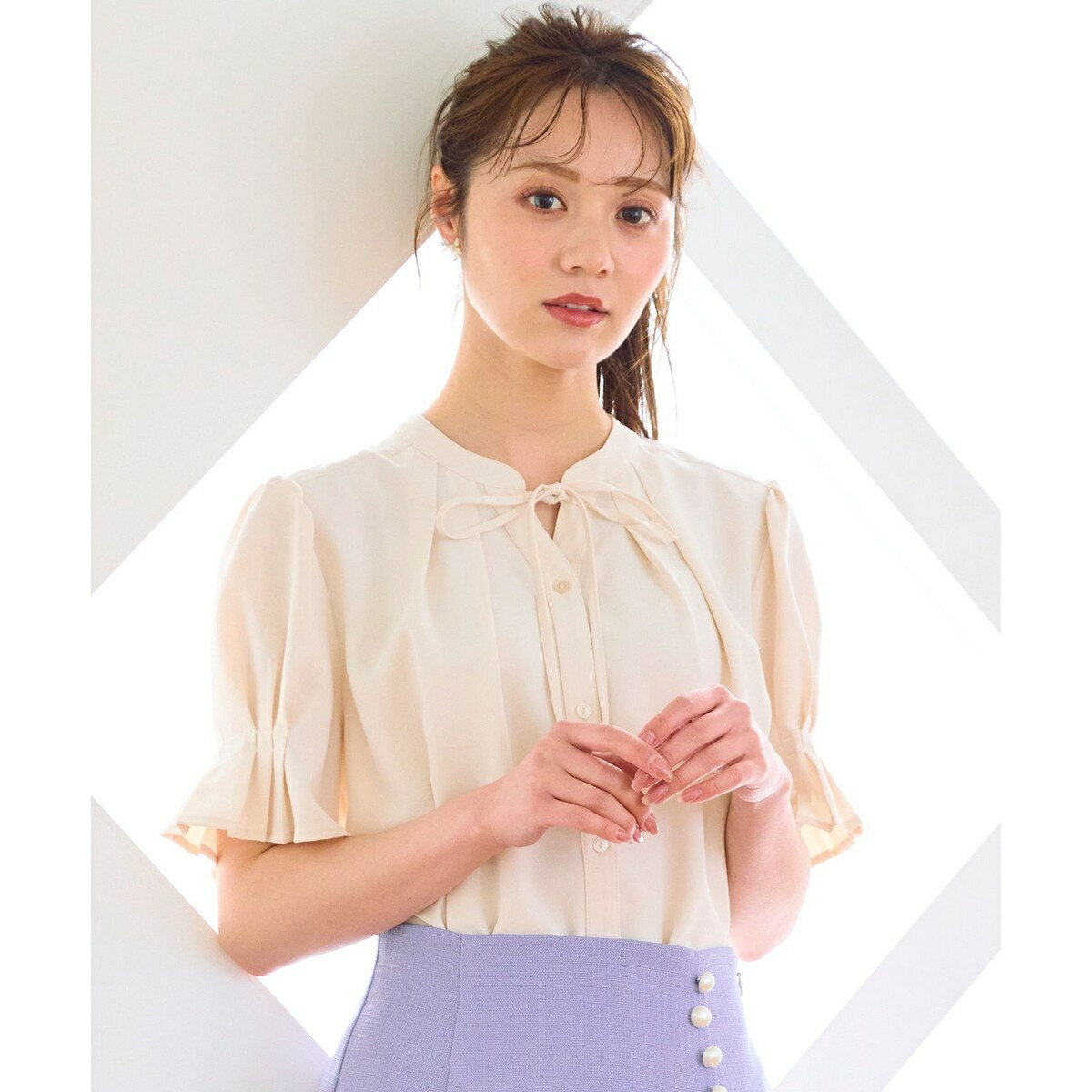 【洗える】リボンスキッパー ブラウス／フェルウ（Feroux）