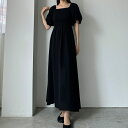 Louere パフスリーブシャーリングフレアワンピース【ペチスカートセット】/ルエレ(Louere)