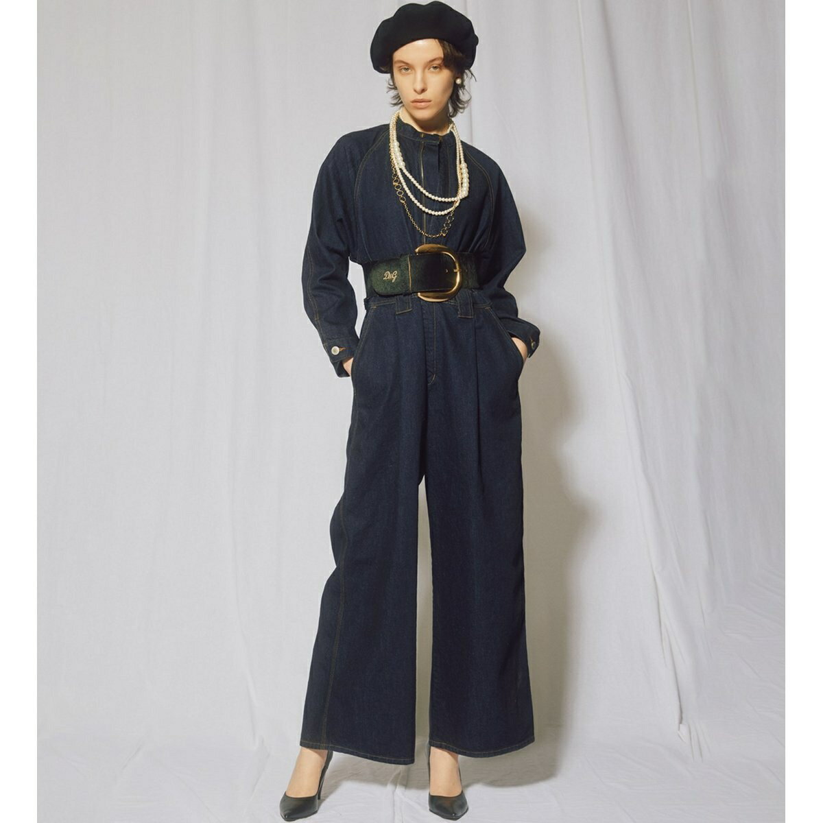 atelier SOMETHING STAND COLLAR JUMP SUIT/スタンドカラーデニ/サムシング(SOMETHING)