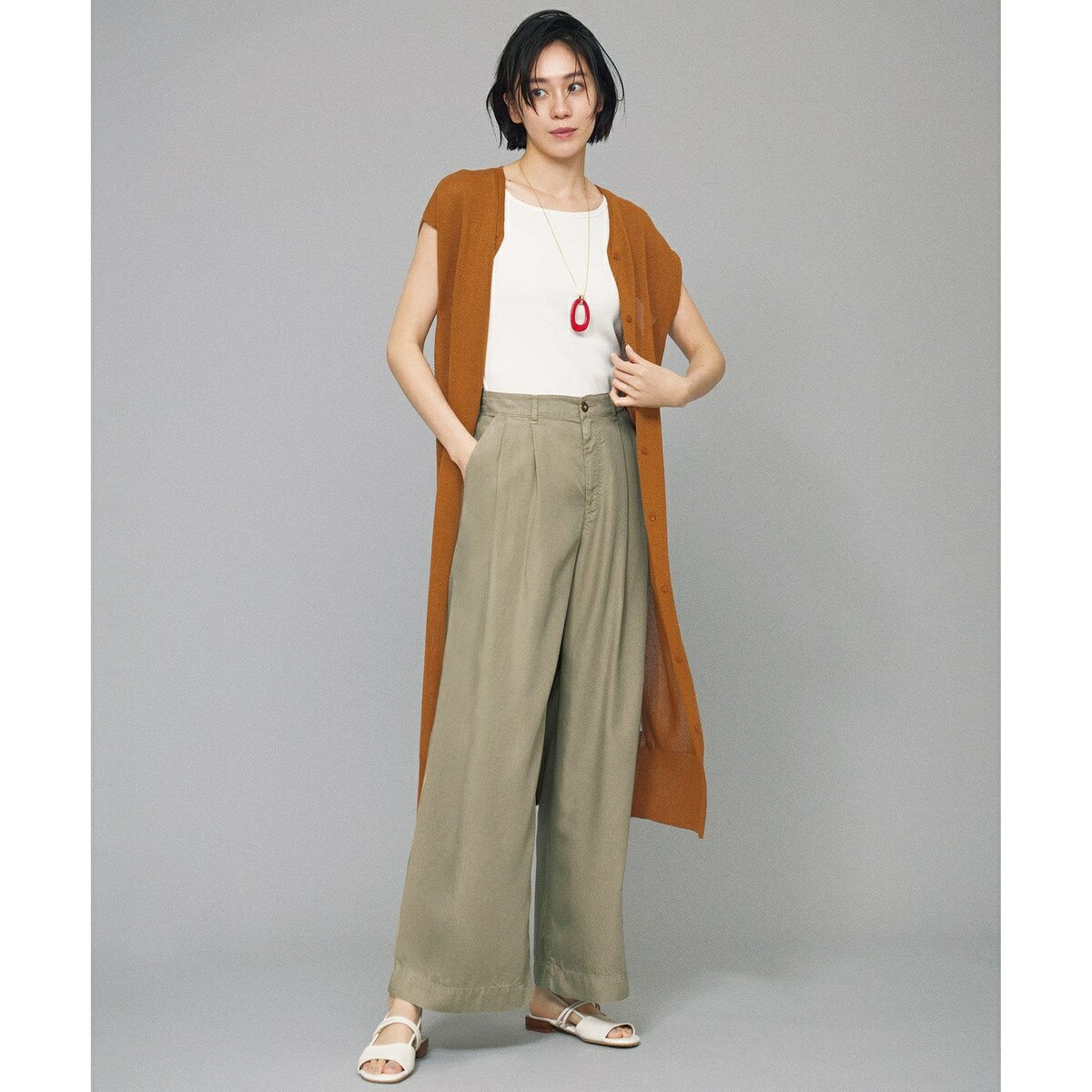 【カタログ掲載・洗える】ペーパーブレンドニット ジレ／自由区（JIYU-KU）