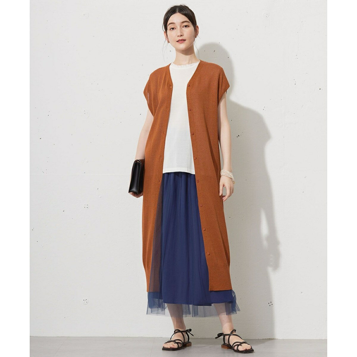 【カタログ掲載・洗える】ペーパーブレンドニット ジレ／自由区（JIYU-KU）