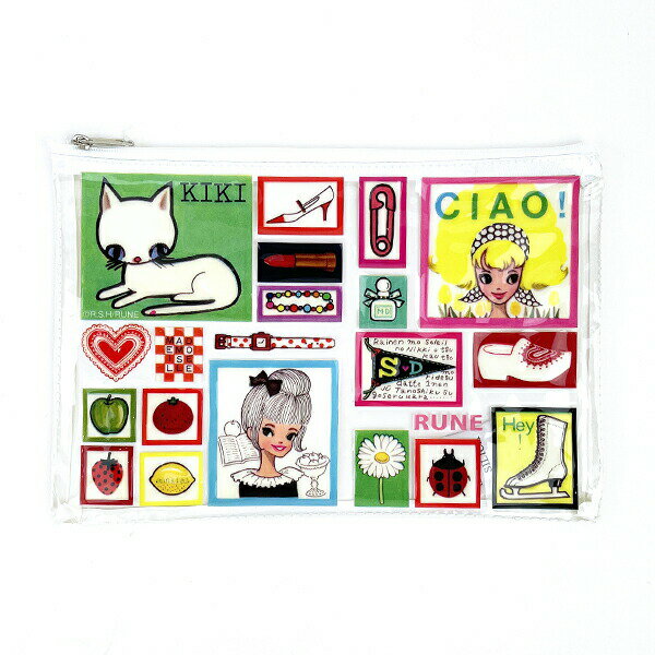 内藤ルネ ビニールポーチ CIAO 小物入れ 化粧ポーチ ペンポーチ クリア素材／パーフェクト・ワールド・..