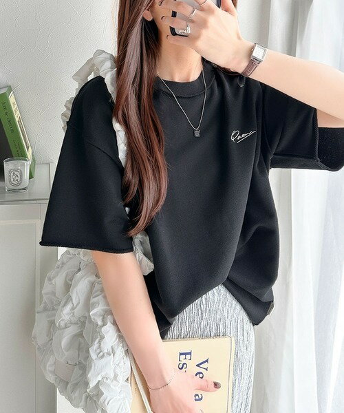 袖口くるりん。ワンポイント刺繍ハーフスリーブ裏毛Tシャツ／クラシカルエルフ（Cl...
