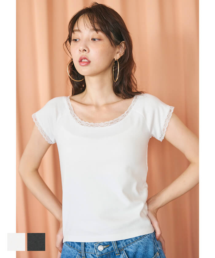 Tシャツ レース クルーネック 全2色／コカ（coca）のサムネイル