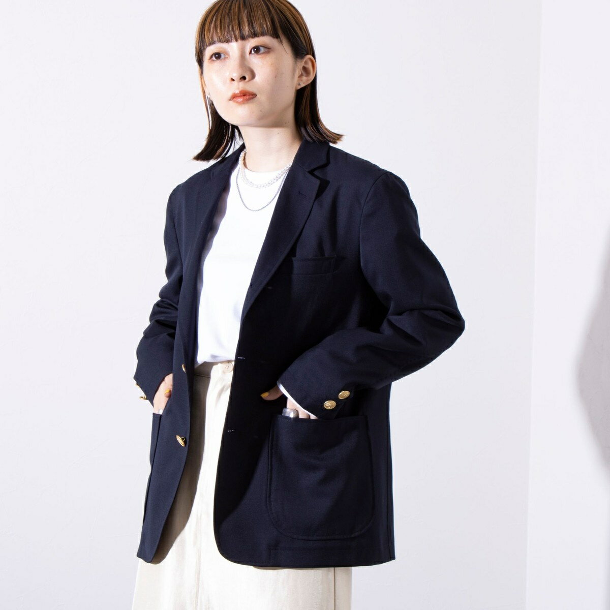 【GLOSTER/グロスター】ネイビーブレザー 紺ブレ 金ボタン シングル (無地/チェック)／フレディ＆グロスター（FREDY＆GLOSTER）のサムネイル
