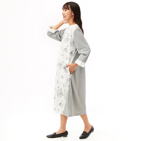 60コットンローンワッシャー切手フラワーレース×30/-天竺ワンピース／スーパーハッカ（SUPER HAKKA）