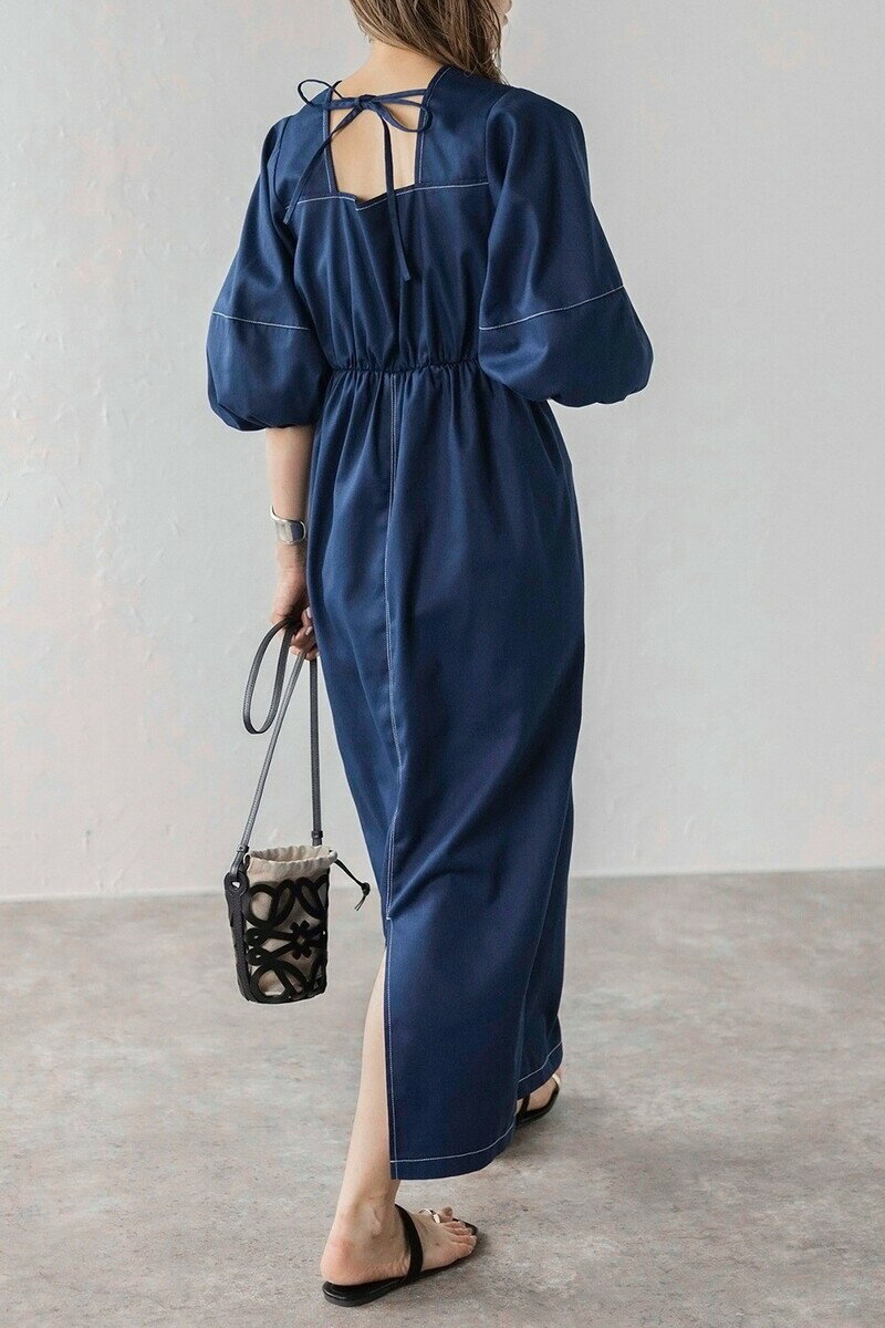 バックリボン配色ステッチワンピース／ボンジュールサガン（BONJOUR　SAGAN）のサムネイル