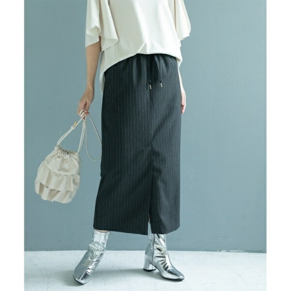 《美人百花掲載》ピンストライプイージーナロースカート【洗濯機洗い可】／オペークドットクリップ（OPAQUE.CLIP）のサムネイル