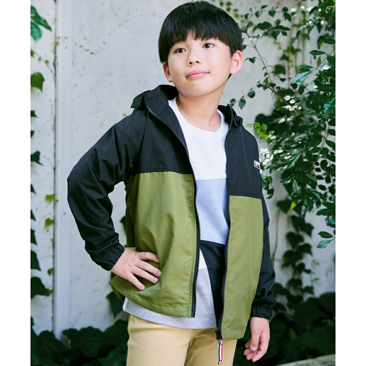 フード脱着配色マウンテンパーカー(110?160cm)/イッカ(ikka)