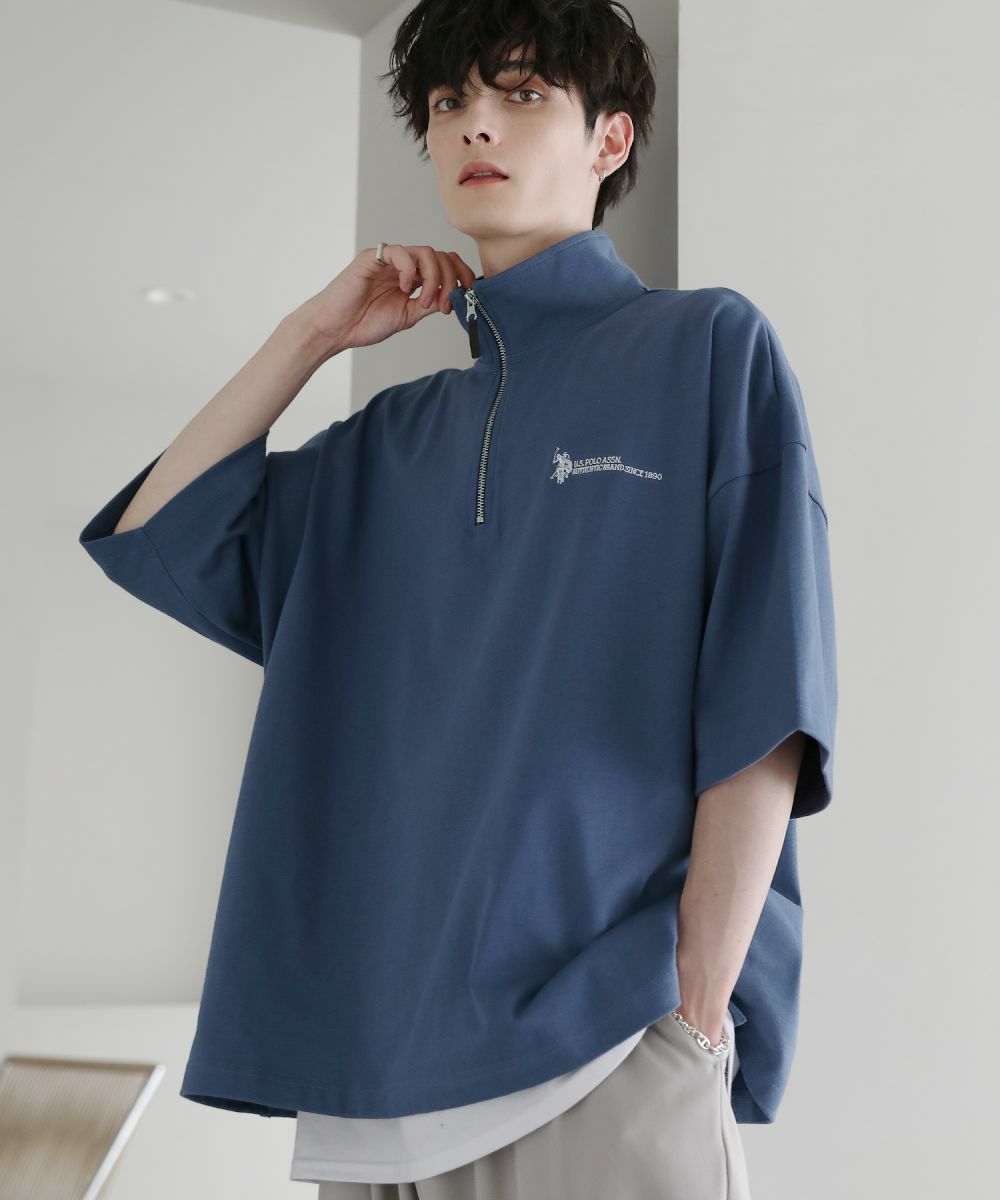 別注ワンポイント刺繍ヘビーウェイトハーフジップTシャツ/ユーエス ポロ アッスン(U.S. POLO ASSN.)