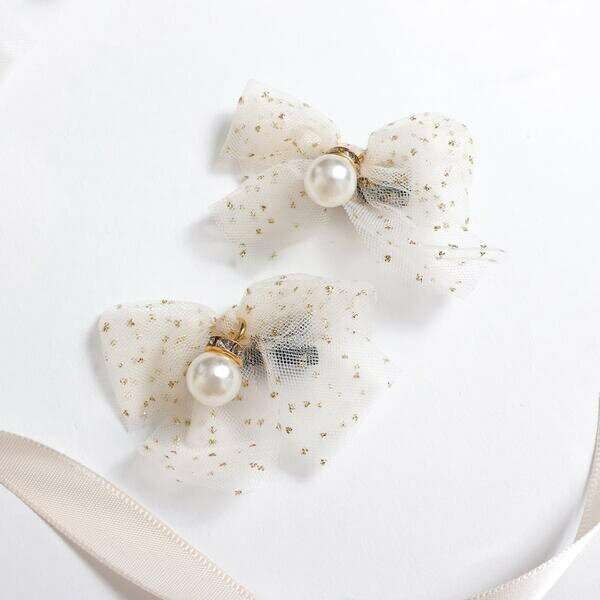 チュールリボンヘアクリップ2個セット／アプレ レ クール（apres les cours）