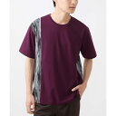 【洗える】Tシャツ/ハケ目柄切り替えリラックスシルエット/MKオム(MK homme)