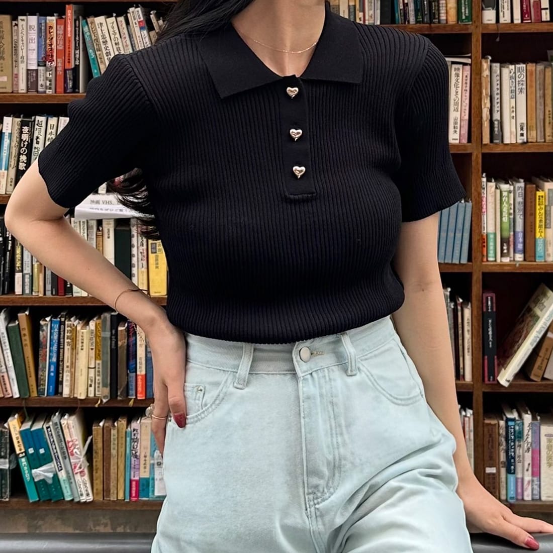 半袖ニットポロシャツ／ジュノア（JUNOAH）