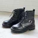 「UNISEX」22.5=27.0cm★軽量厚底ライダーステイスト レースアップブーツ★9105/リバティドール(Liberty Doll)