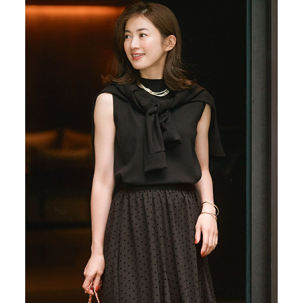 【洗える】ヴィスコースストレッチ ノースリーブ プルオーバー／23区（23KU）